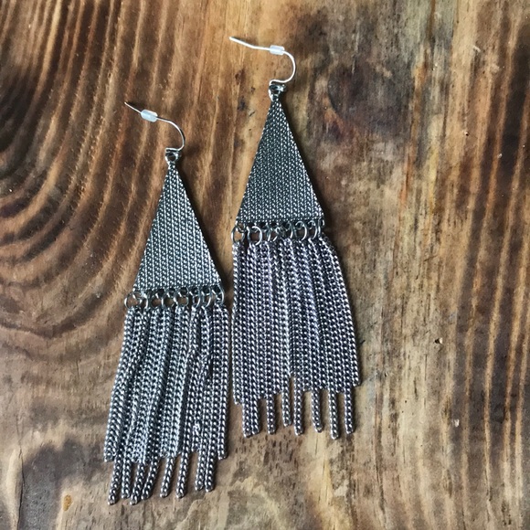 Earrings Silver plated with Fringe chains - Picture 4 of 7